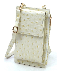 Ostrich Crossbody Cell Phone Purse OR071 IVORY